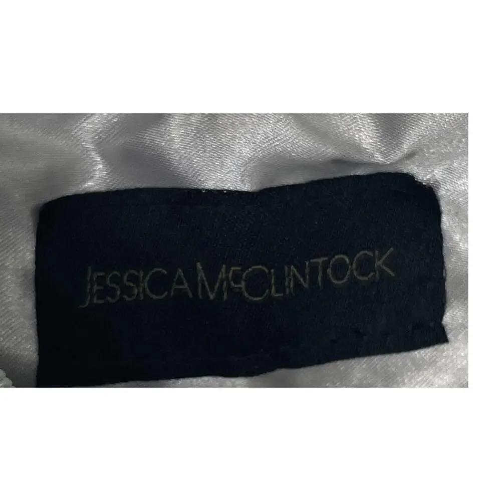 Jessica McClintock Silver Beaded Mesh Wristlet Bag